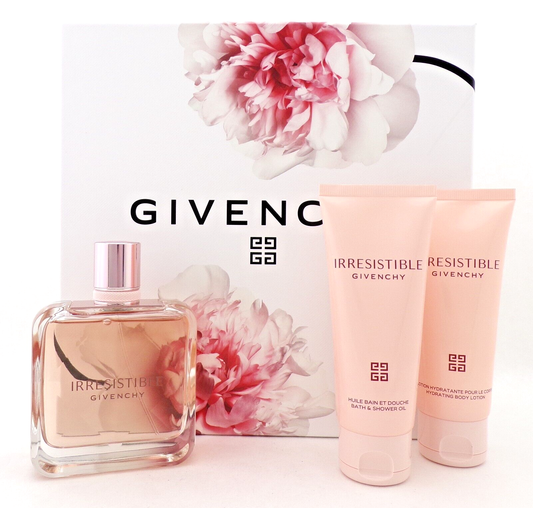 Irresistible Givenchy 2.7oz EDP Spray+2.5oz B/Lotion & Bath Oil. New Women's SET