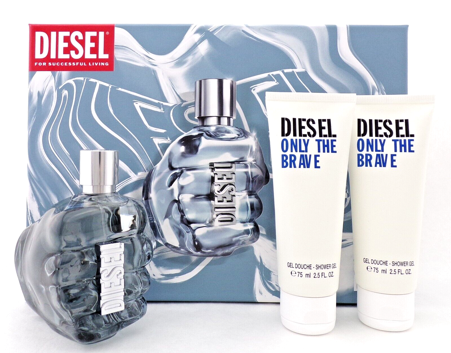 Diesel Only the Brave 4.2 oz EDT Spray + 2 X 2.5 oz Shower Gel. New SET for Men