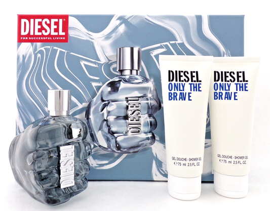 Diesel Only the Brave 4.2 oz EDT Spray + 2 X 2.5 oz Shower Gel. New SET for Men