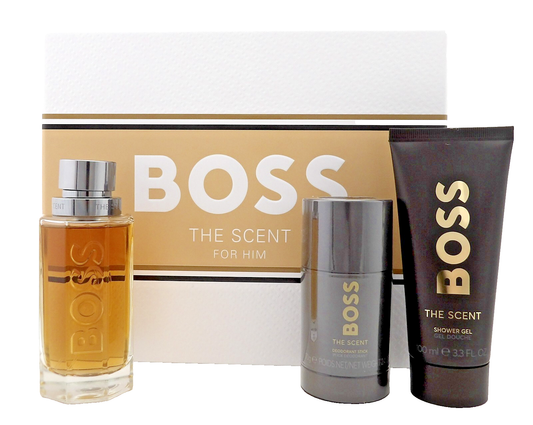 Boss The Scent for Him by Boss 3.3oz EDT Spray+ 3.3oz Sh/Gel+ 2.4oz Deo. New SET