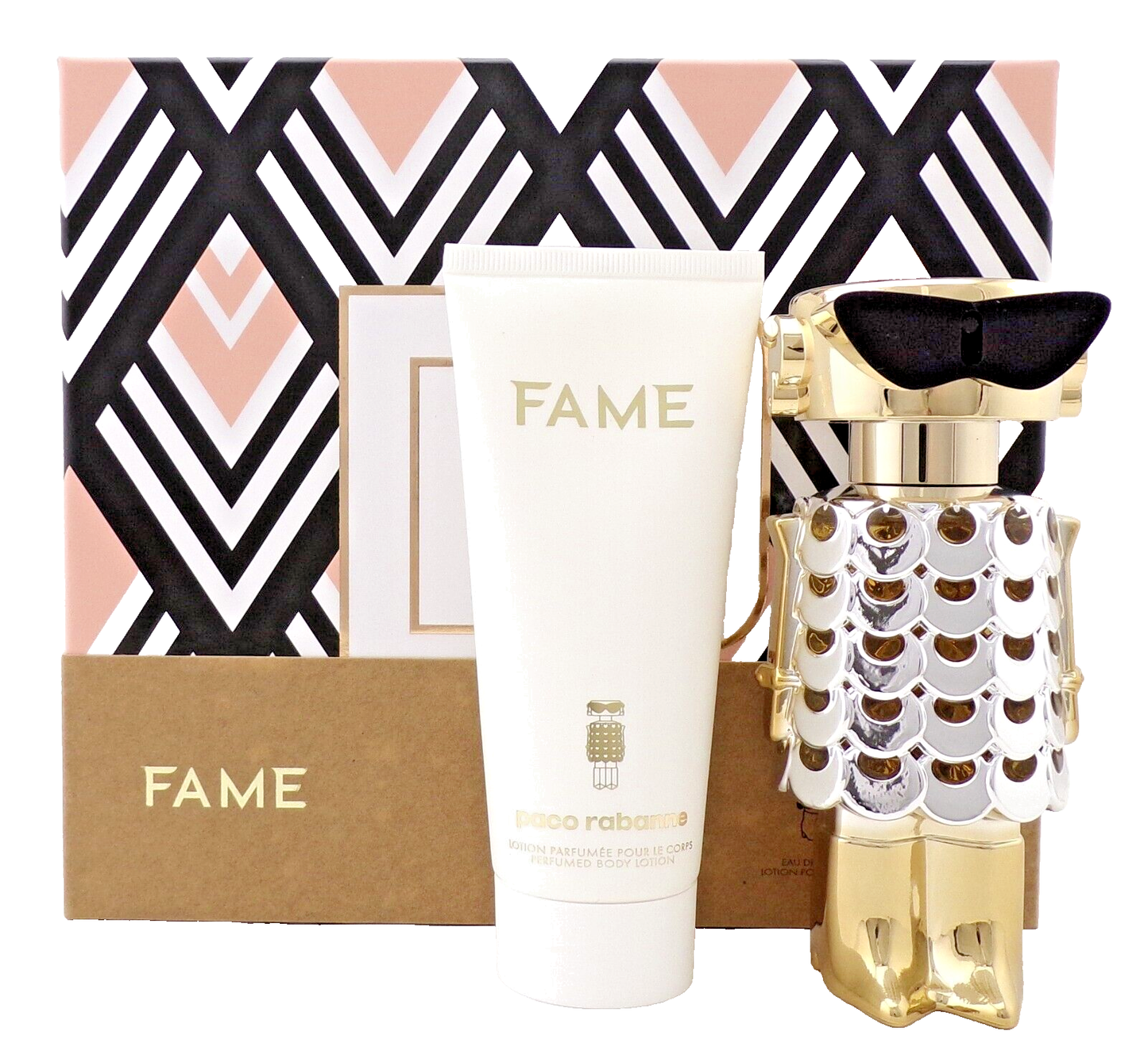 FAME by Paco Rabanne 2.7 oz. EDP Spray + 3.4 oz. Body Lotion. New Set for Women