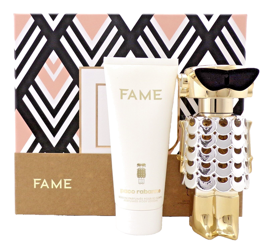 FAME by Paco Rabanne 2.7 oz. EDP Spray + 3.4 oz. Body Lotion. New Set for Women