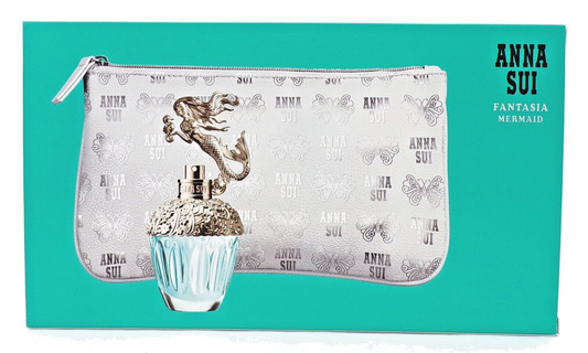 Fantasia Mermaid by Anna Sui 1.0 oz EDT Spray + Cosmetic Pouch SET for Women - NEW