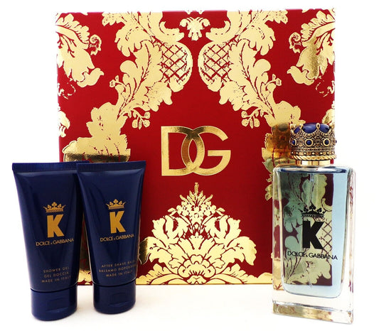 Dolce & Gabbana K for Men 3 pc Set 3.3 oz. EDT+1.7 oz. A/S/Balm+1.7 Sh/Gel New