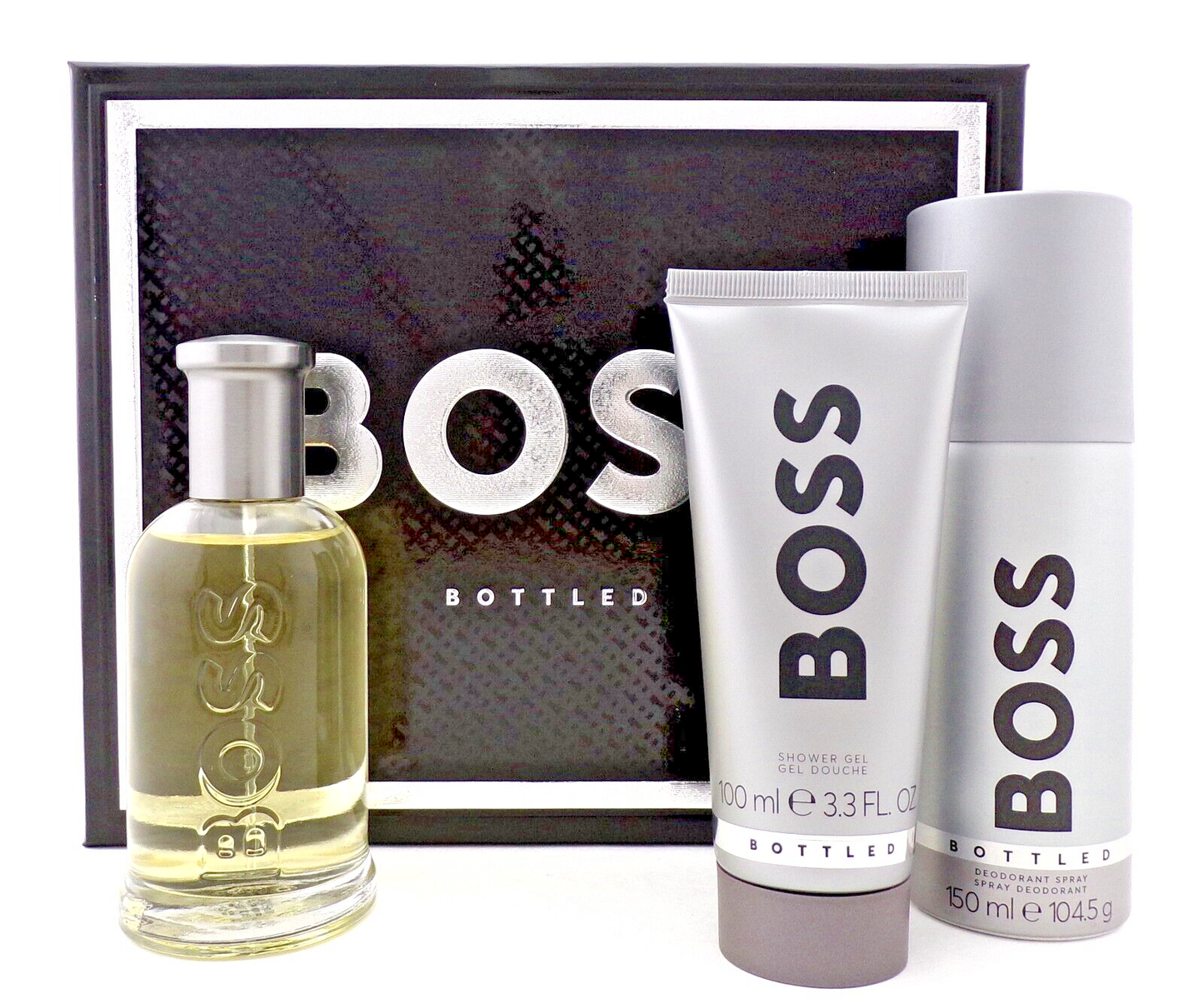 Boss Bottled by Hugo Boss 3.3oz EDT+ 3.3oz SH/Gel+ 5.0oz Deo Spray New Men's SET