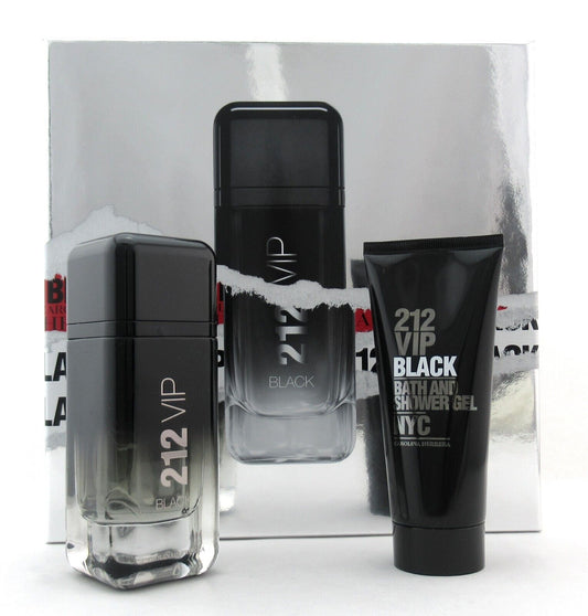212 VIP BLACK by Carolina Herrera EDP Spray 3.4 oz.+ Sh/Gel 3.4 oz. New Set Men