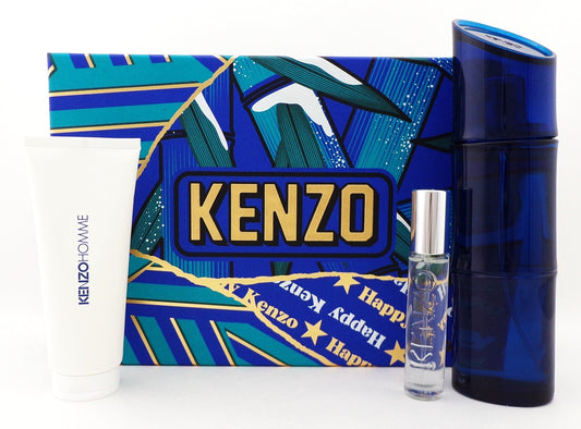 Kenzo Homme 3 Pcs Set for Men: 3.7 oz. & 0.3 oz EDT INTENSE Spray + 2.5 oz S/Gel