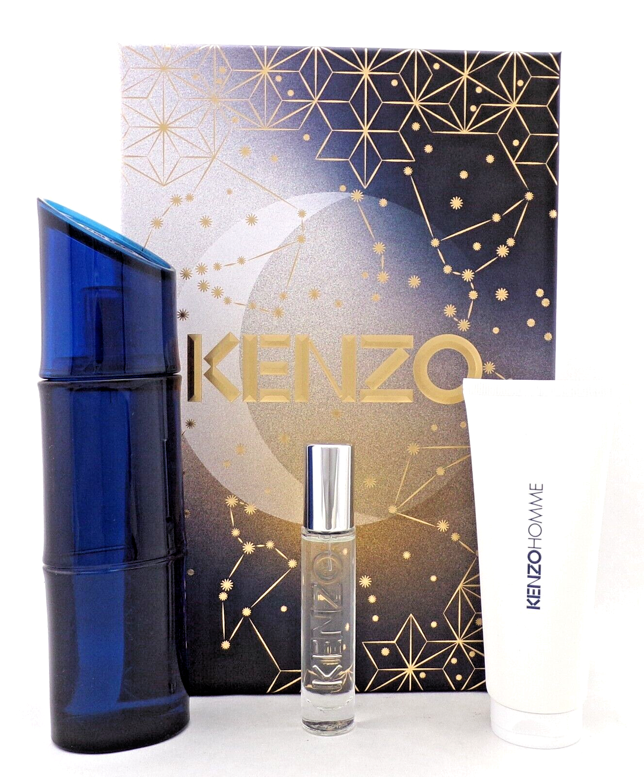 Kenzo Homme 3.7 oz & 10 ml EDT INTENSE Spray + 2.5oz Shower Gel for Men. New SET