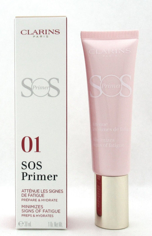 Clarins SOS Primer 01 Rose Preps & Hydrates 30 ml./ 1.0 oz. New In Box