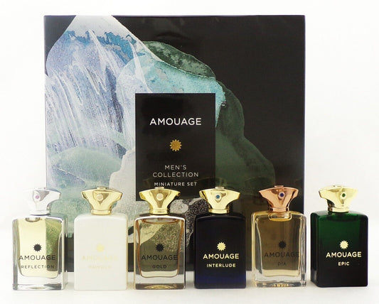 Amouage MEN'S COLLECTION 6 x 0.25 oz. EDP Miniature Set for Men NEW Sealed Box