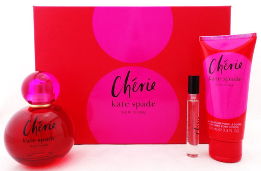 CHERIE by Kate Spade 3 pcs Set  3.3 oz. EDP +0.25 oz. EDP + 3.3 oz. B/Lotion New