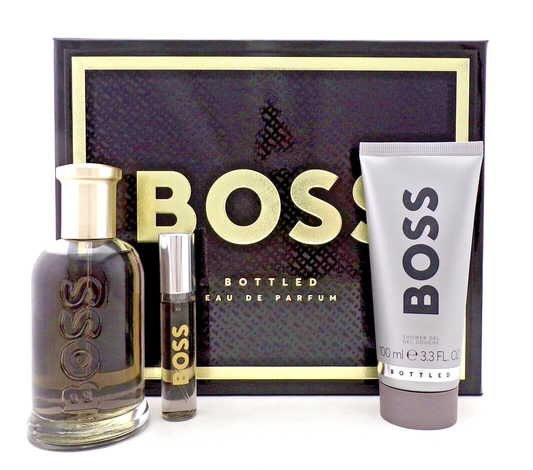 Boss Bottled by Hugo Boss 3.3 oz & 10 ml EDP Spray + 3.3 oz SH/Gel New Men's SET