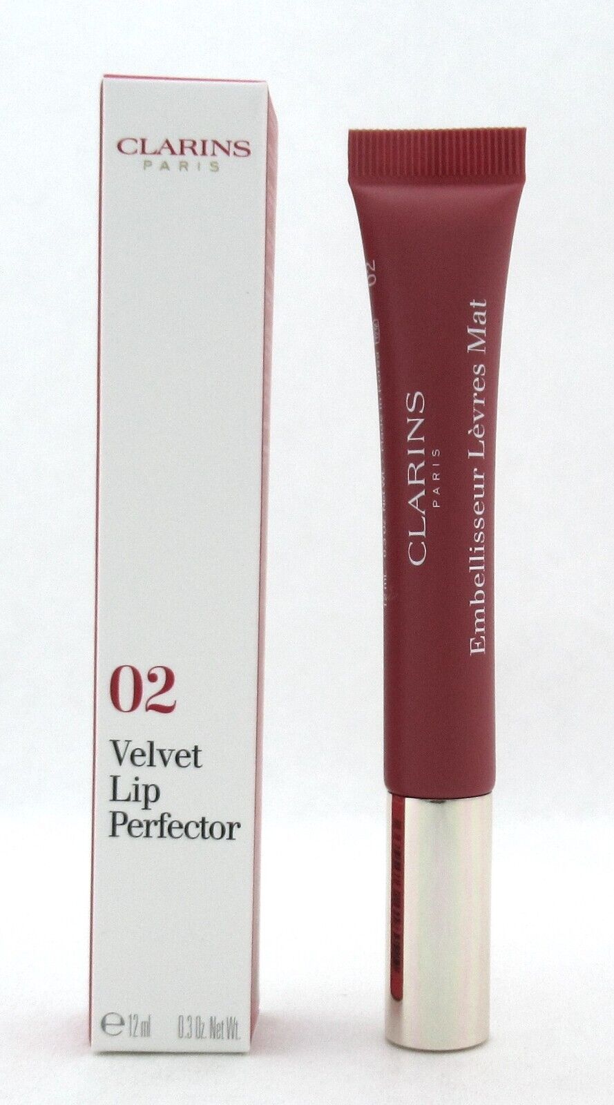 Clarins Velvel Lip Perfector # 02 Velvet Rosewood Full Size 12 ml./ 0.3 oz. New