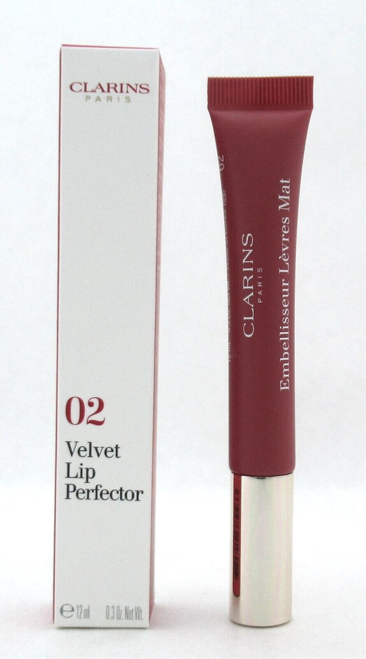 Clarins Velvel Lip Perfector # 02 Velvet Rosewood Full Size 12 ml./ 0.3 oz. New