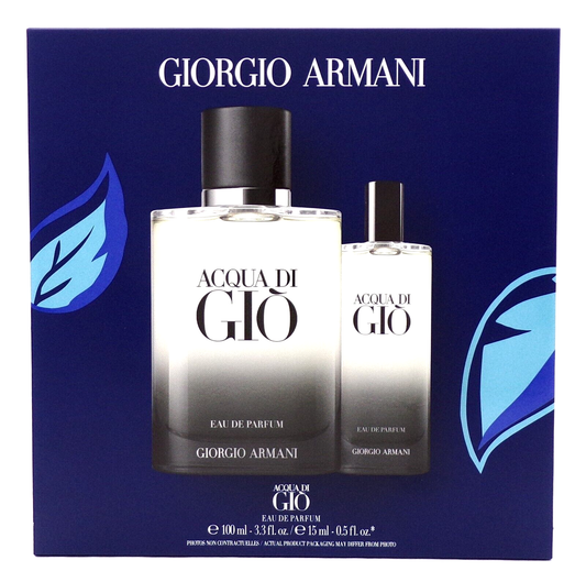 Acqua di Gio by Giorgio Armani 3.3oz + 0.5oz Eau de Parfum Spray New SET for Men