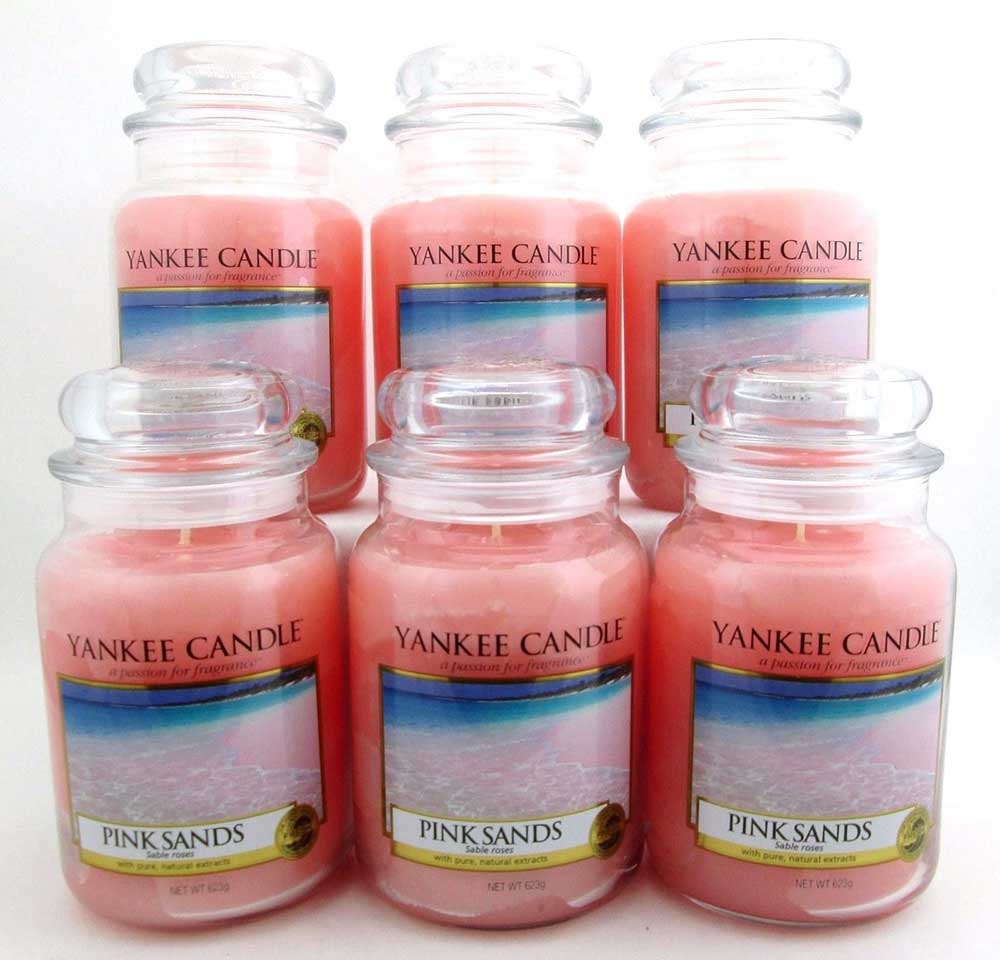 Yankee Candle Pink Sands 22 oz/ 623 g Large Glass Jars Lot of 6