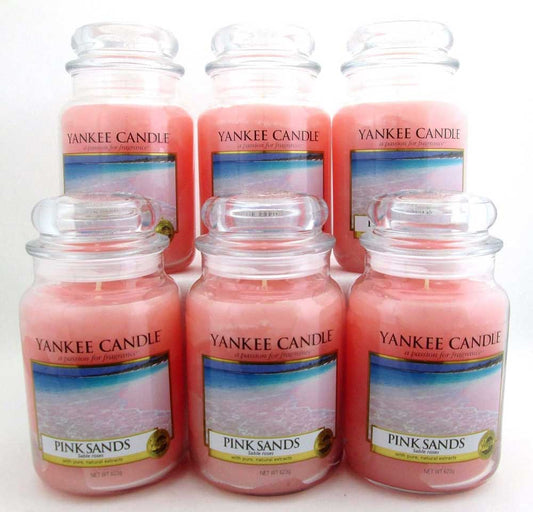Yankee Candle Pink Sands 22 oz/ 623 g Large Glass Jars Lot of 6