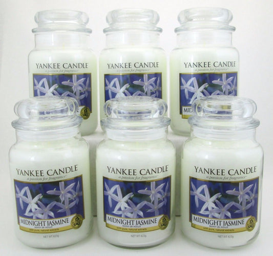 Yankee Candle Midnight Jasmine 22 oz/ 623 g Large Glass Jars Lot of 6