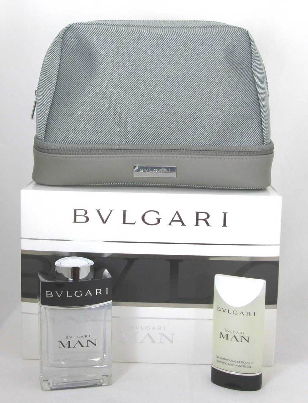 Bvlgari Man 3.4 oz.EDT Spray+2.5 oz.Shower Gel+Pouch.New Gift Set