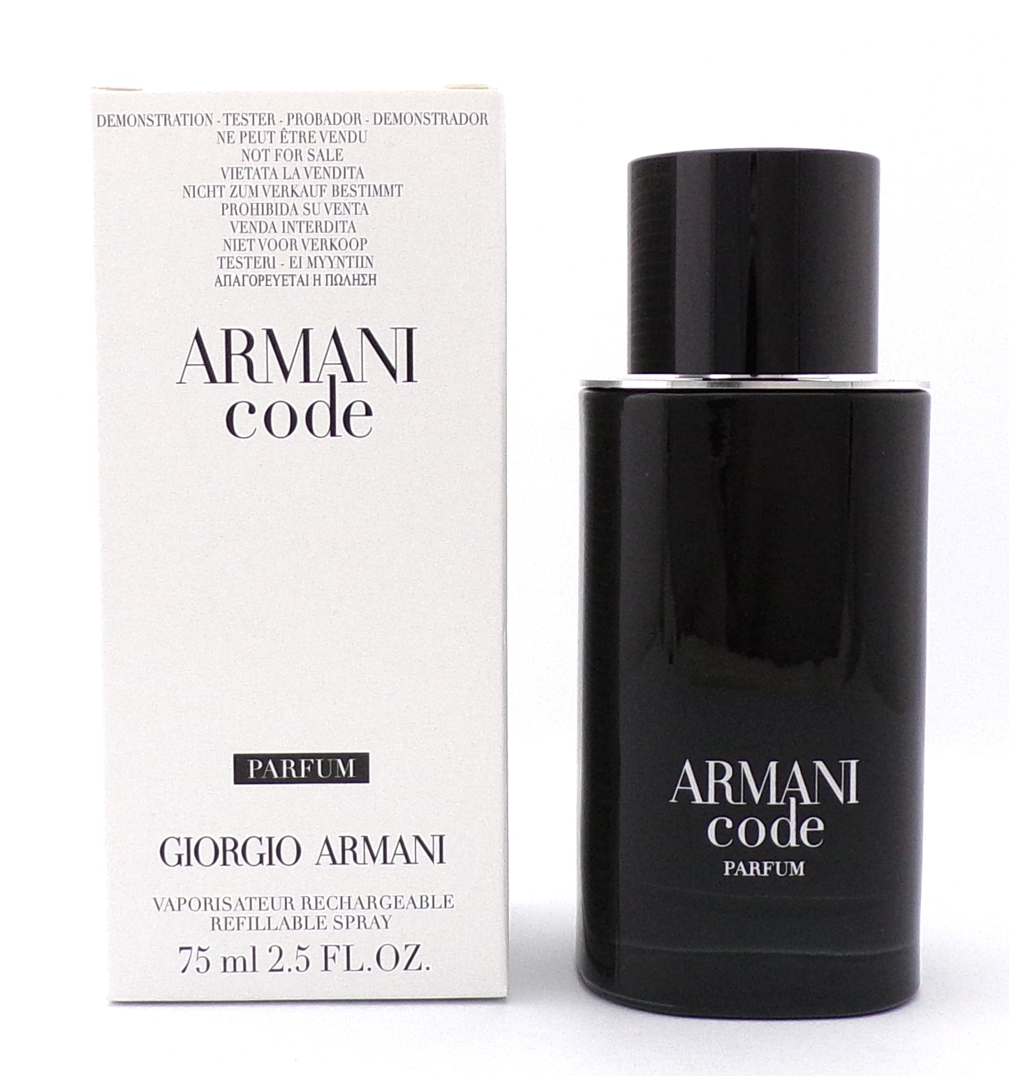 Armani Code by Giorgio Armani 75 ml./ 2.5 oz. PARFUM REFILLABLE Spray for Men New Tester w/Cap