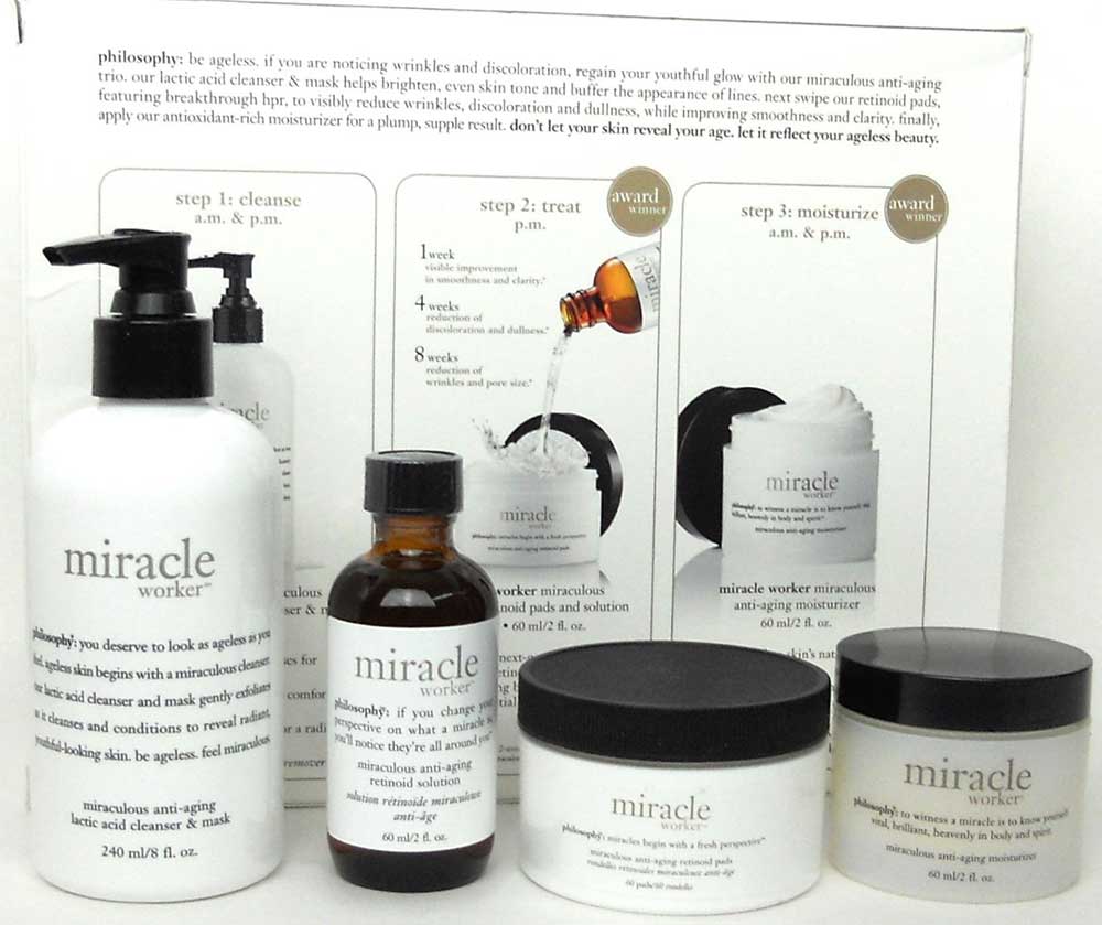 Philosophy Miracle Worker Full Size 4PC.Kit in Damaged Box.Brand New