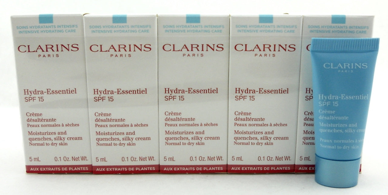 Clarins Hydra-Essentiel SPF15 Silky Cream Normal/Dry Skin Travel Size 0.1 oz.x10