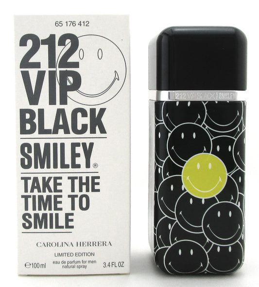 212 VIP BLACK SMILEY by Carolina Herrera 3.4 oz. EDP Spray for Men. New Tester w/Cap