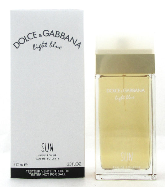 Dolce & Gabbana Light Blue SUN 3.3 oz. Eau de Toilette Spray for Women. New Tester w/Cap