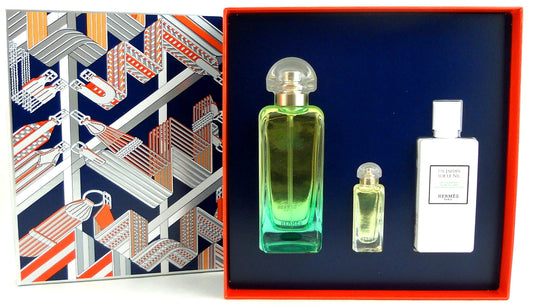 Hermes Un Jardin Sur Le Nil Eau de Toilette 3.3 oz.+ 0.25 oz.EDT Mini + 2.7 oz.Body Lotion. New Set for Women.