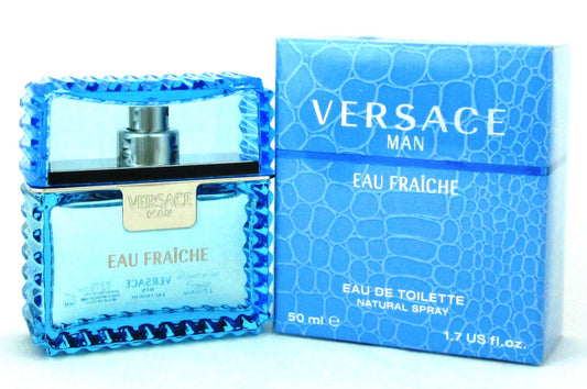 Versace Man Eau Fraiche Cologne 1.7 oz. EDT Spray for Men. New. DAMAGED Box