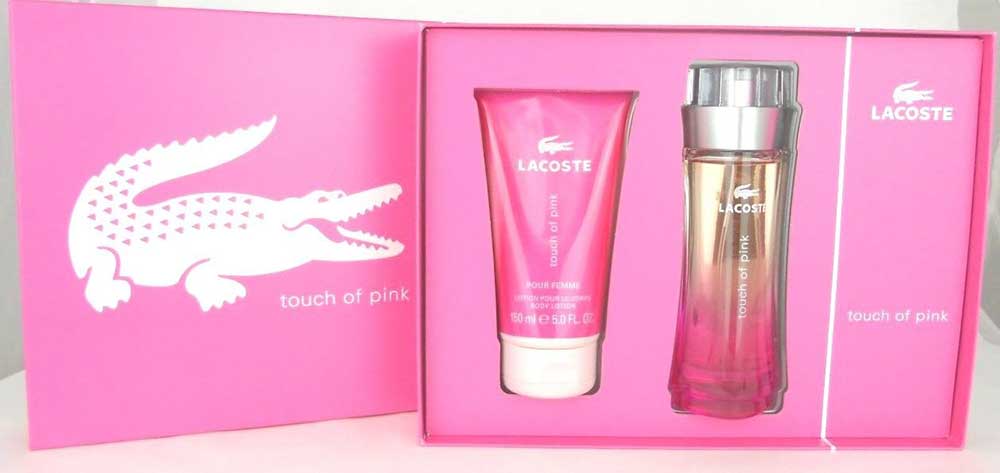 Touch of Pink by Lacoste Women Gift Set:3oz.EDT Spray + 5oz.B/Lotion
