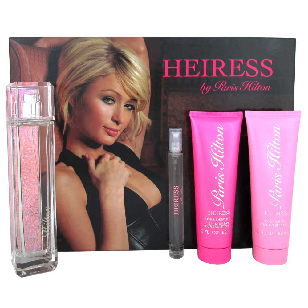 Heiress by Paris Hilton 4Pcs Set: 3.4oz.&10ml.EDP Spray+ 3oz B/L&S/G
