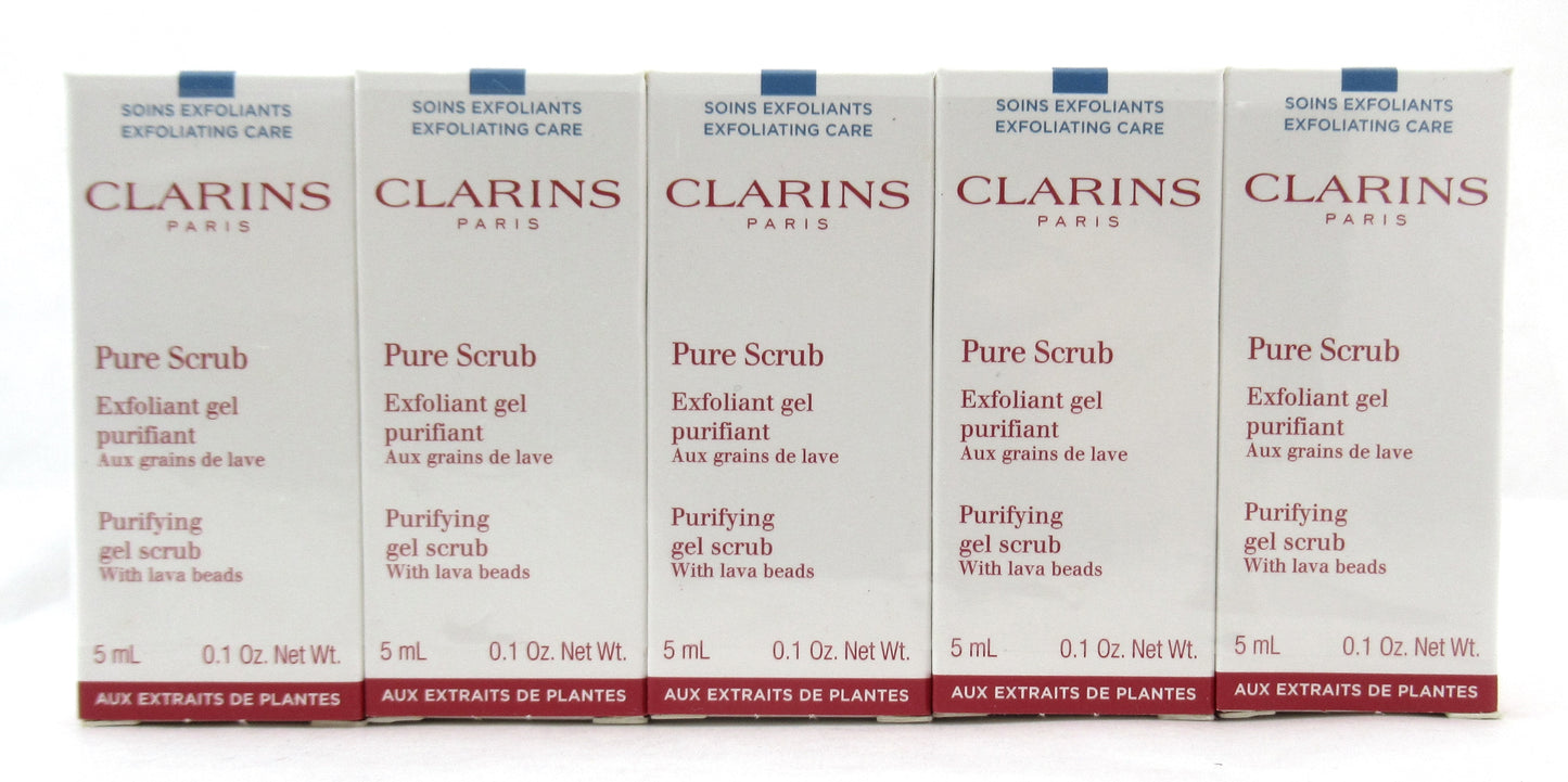 Clarins Pure Scrub Purifying Gel Scrub with lava beads 5 ml. Lot of 10 New
