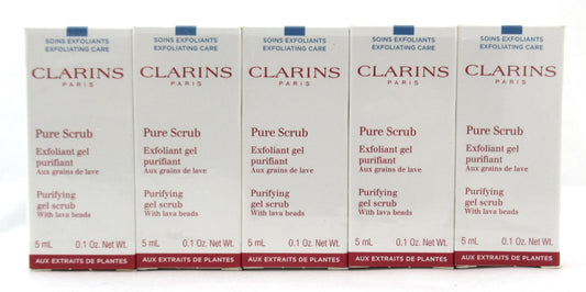 Clarins Pure Scrub Purifying Gel Scrub with lava beads 5 ml. Lot of 10 New