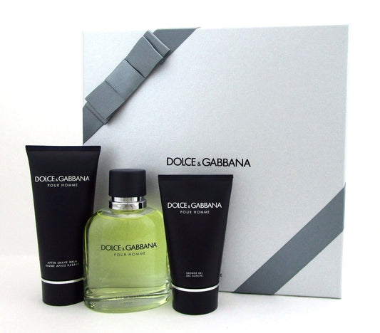 Dolce & Gabbana Pour Homme Gift Set:4.2oz.EDT+3.3ozA/SBalm+1.6ozSh/G