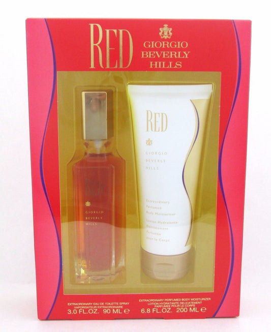 Red Giorgio Beverly Hills 2 Pieces Set Women EDT Spray 3.0 oz+Body Lotion 6.8 oz