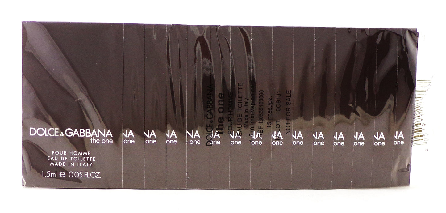 Dolce & Gabbana The One 0.05 oz./ 1.5 ml. Eau de Toilette Spray Vial for Men Lot of 15 pcs. New Sealed Pack