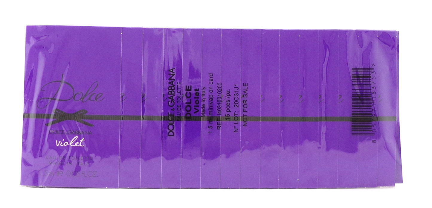 Dolce & Gabbana Violet Eau de Toilette Spray Vial for Women 1.5 ml./ 0.05 oz. Lot of 15 pcs. New Sealed Pack