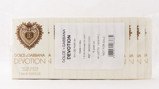 Dolce & Gabbana Devotion Eau de Parfum Spray Vial for Women 1.5 ml./ 0.05 oz. Lot of 15 pcs. New Sealed Pack