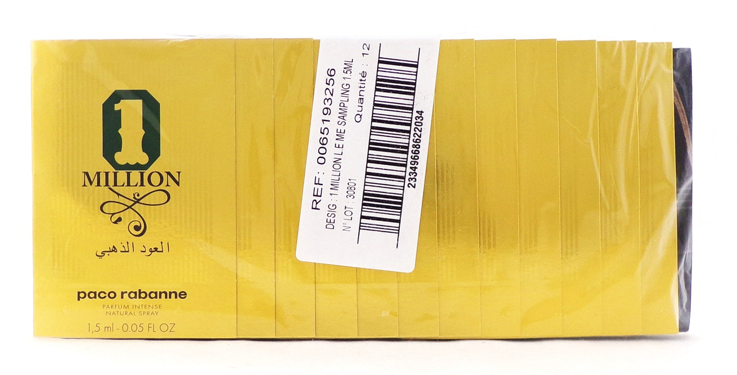 1 Million Golden Oud by Paco Rabanne Parfum Intense Vial Spray for Men 0.05 oz./ 1.5 ml. Lot of 12 New