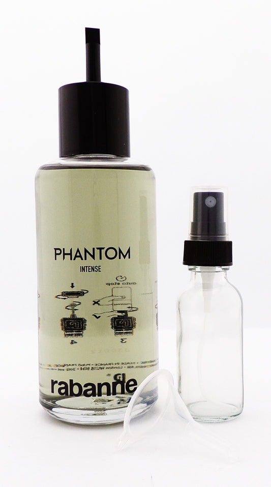 Paco Rabanne Phantom INTENSE 6.8oz/ 200ml EDP Intense REFILL for Men. New NO BOX + Free Empty 1.0 oz. Glass Spray Bottle + Free Funnel