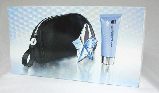 Angel by Thierry Mugler Set:0.8oz.EDP+3.5oz.BL+Bag.New in Damaged Box