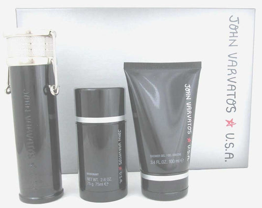 John Varvatos Star USA 3.4 oz.EDT Men's+Deo.Stick+3.4 Sh.Gel.New Set