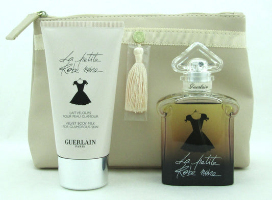 La Petite Robe Noire by Guerlain Set:1.6oz EDP+ 2.5 oz.B/Milk+Cos.Bag
