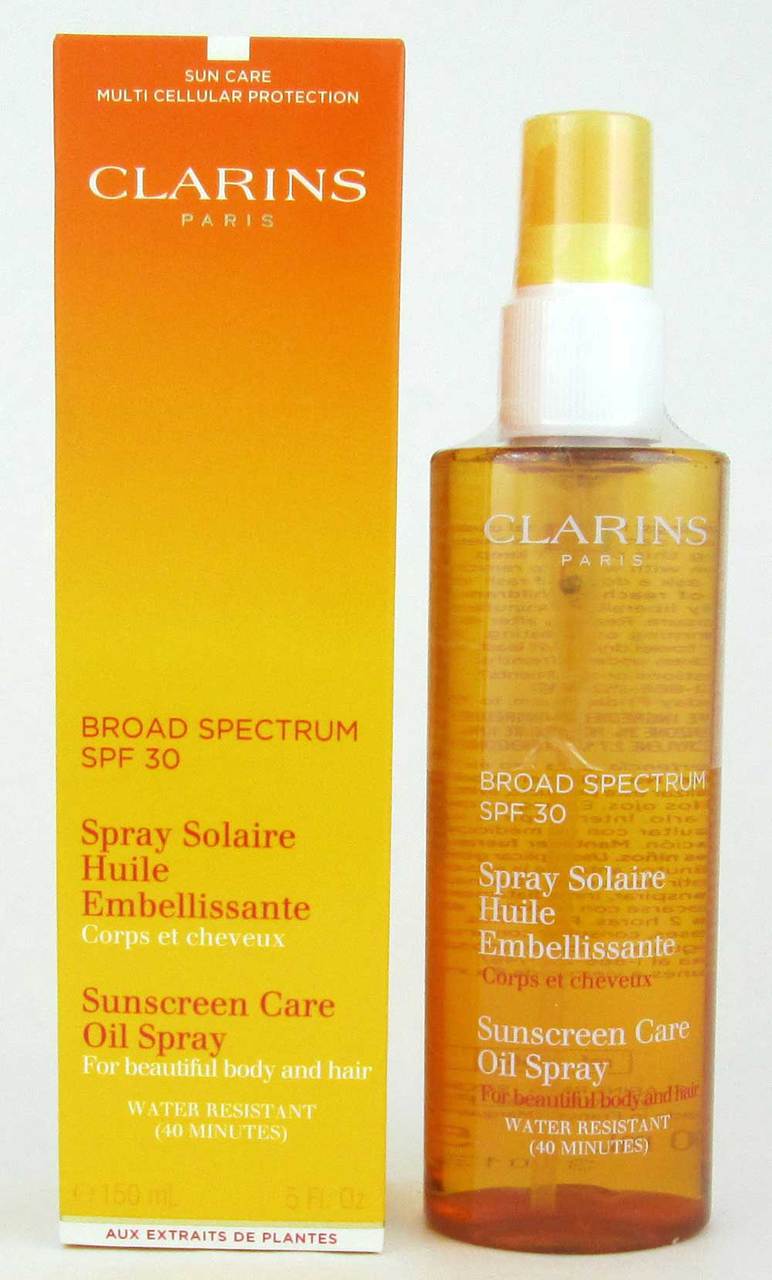 Clarins Sunscreen Care Oil Spray SPF 30 Body/Hair 5 oz./150 ml. NIB