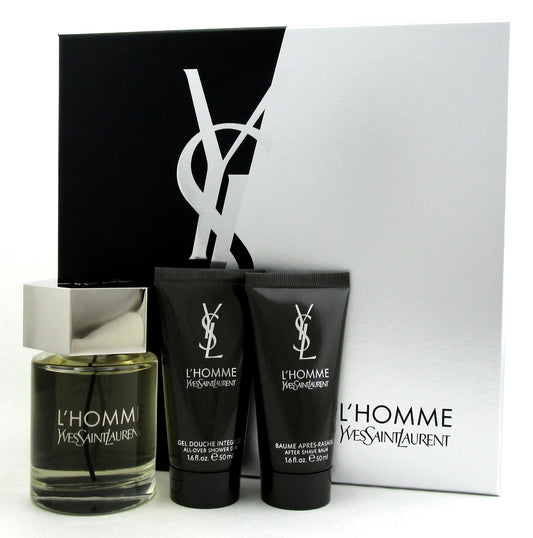 L'Homme by Yves Saint Laurent 3 pc Gift Set:EDT 3.3oz+Sh/Gel+ASBalm