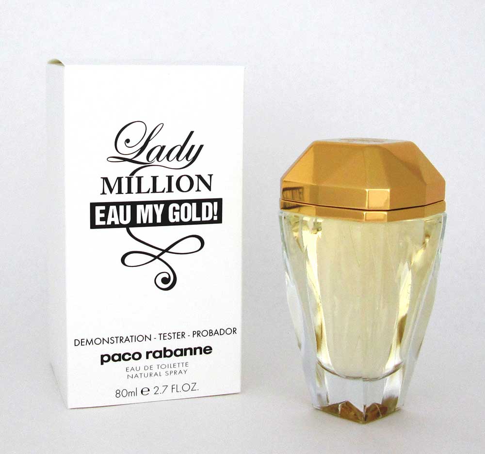 Lady Million Eau My Gold! by Paco Rabanne EDT Spray 2.7 oz.*Tester