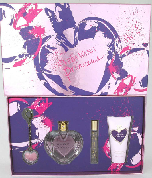 Vera Wang Princess 3.4 oz EDT 4PC Gift Set+2.5 Lotion+Rollerball