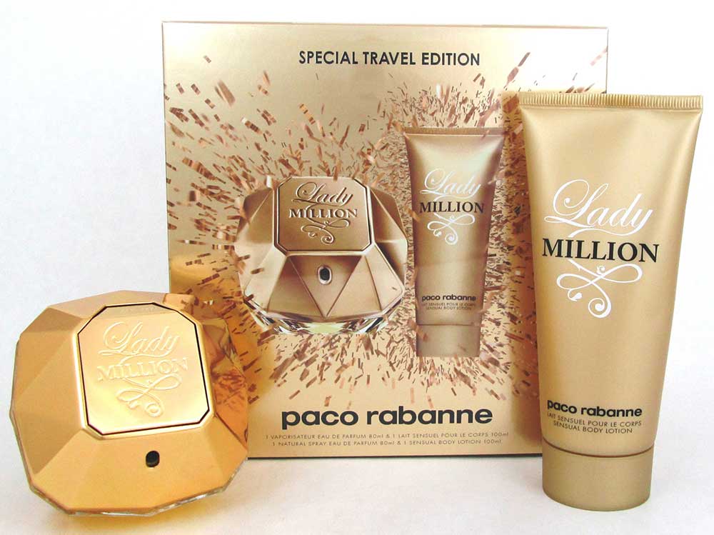 Lady Million by Paco Rabanne Travel Edition Set:2.7oz EDP+ 3.4oz B/L