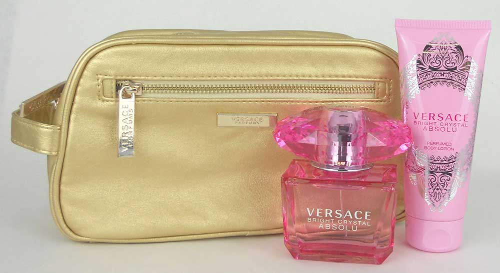 Versace Bright Crystal Absolu Set for Women 3.oz.EDP+3.4oz.BL+Bag.NIB